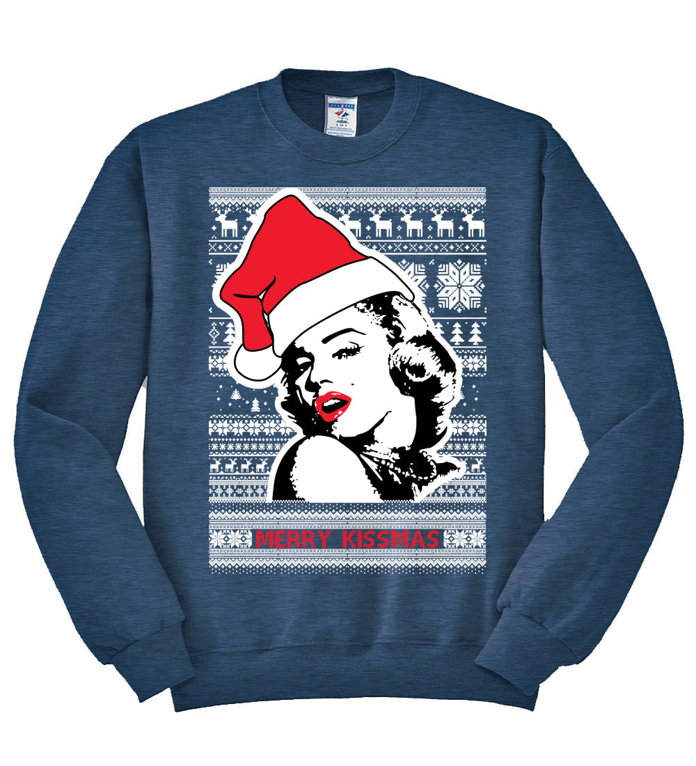 Merry Kissmas Marilyn Monroe Christmas Unisex Crewneck Graphic Sweatshirt