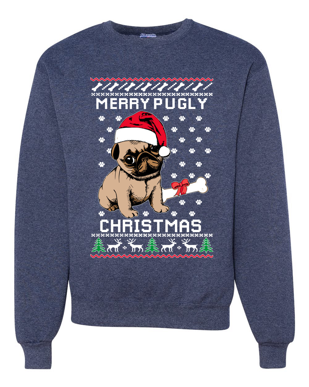 Merry Pugly Christmas Christmas Unisex Crewneck Graphic Sweatshirt