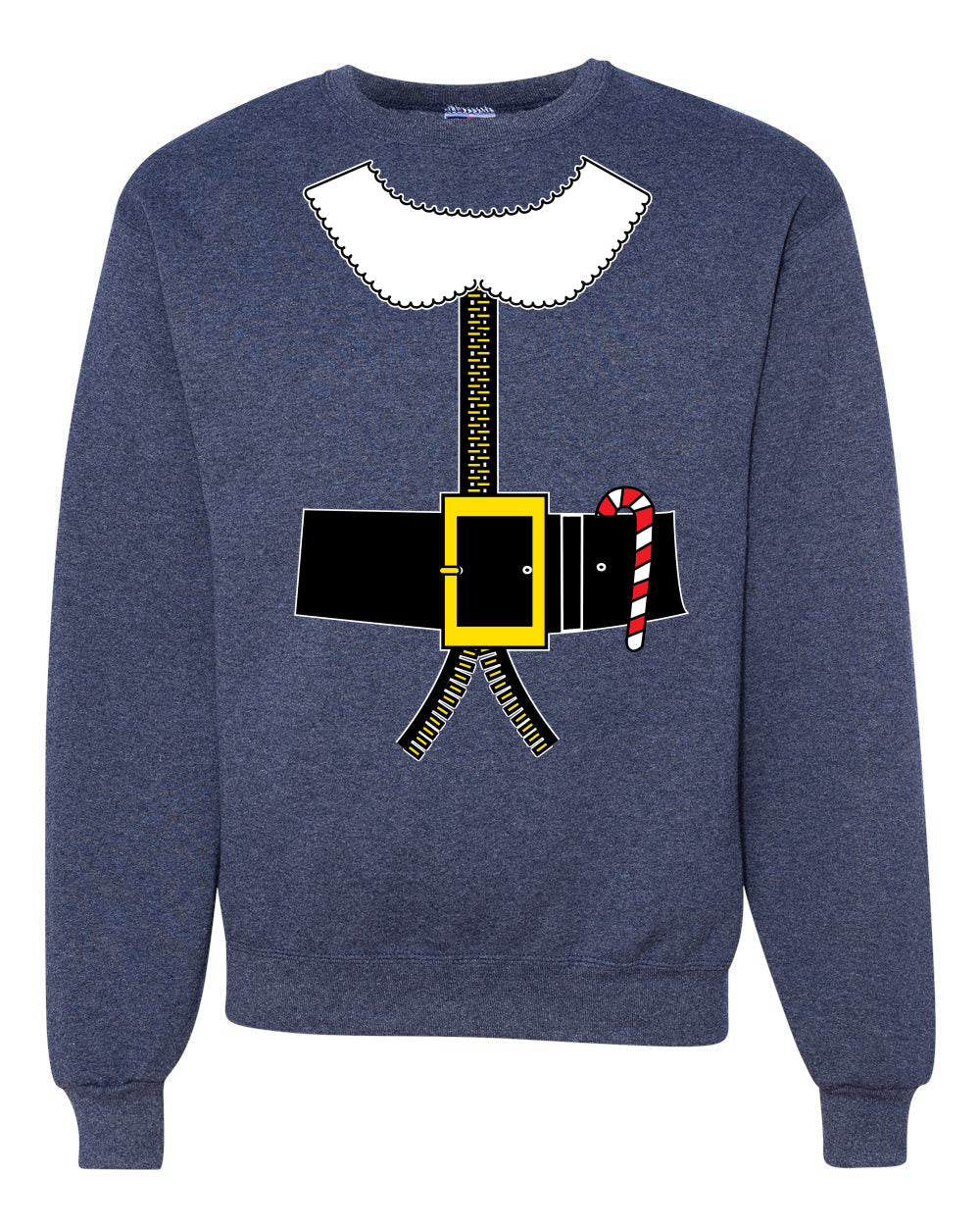 Santa Suit with Beard Belt Candy Cane Christmas Unisex Crewneck Graphic Sweatshirt