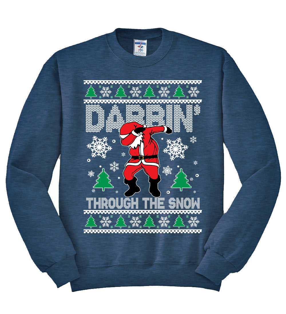 Dabbing Through The Snow Santa Christmas Unisex Crewneck Graphic Sweatshirt