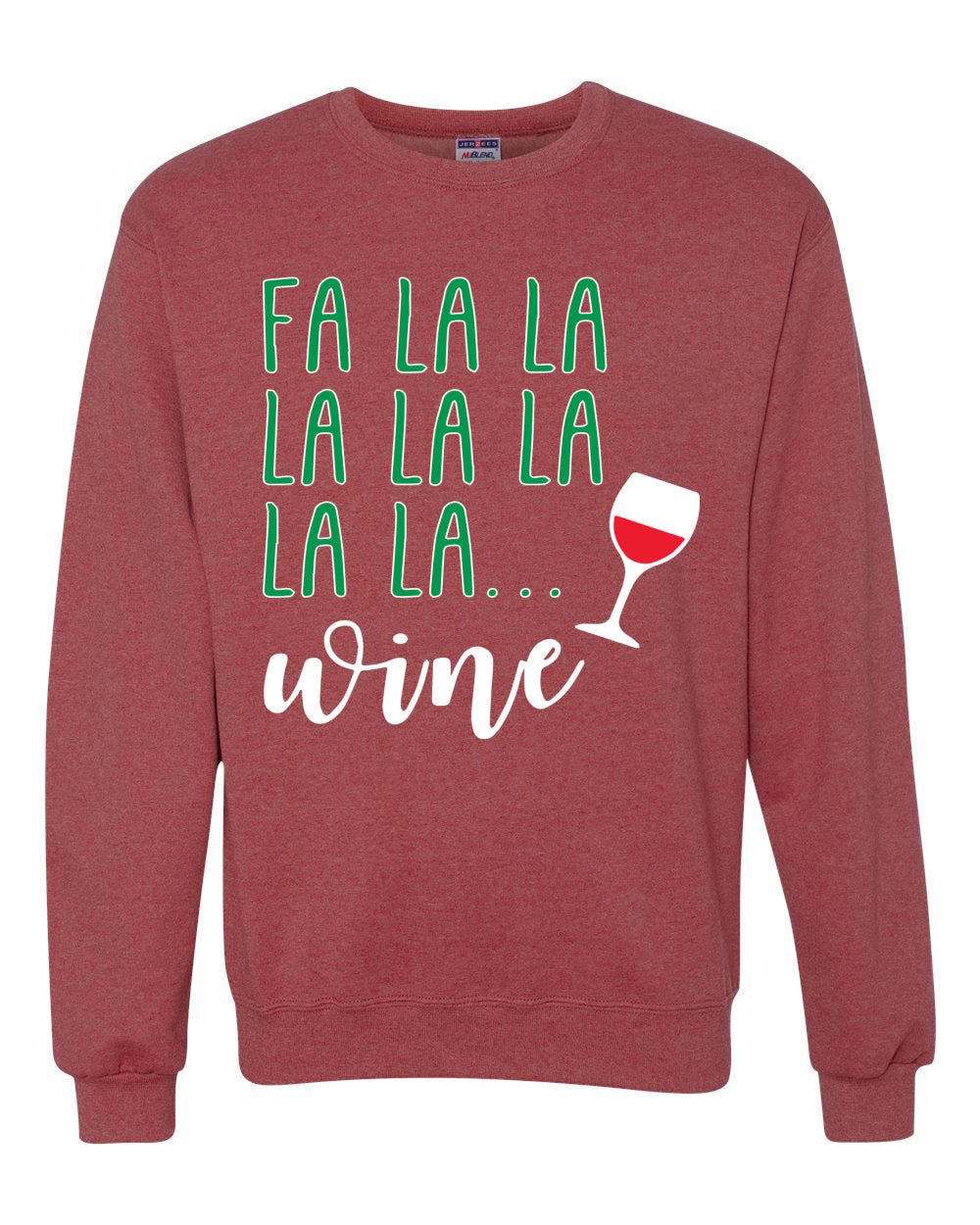 Fa La La La Wine Xmas Spirit Ugly Christmas Sweater Christmas Unisex Crewneck Graphic Sweatshirt