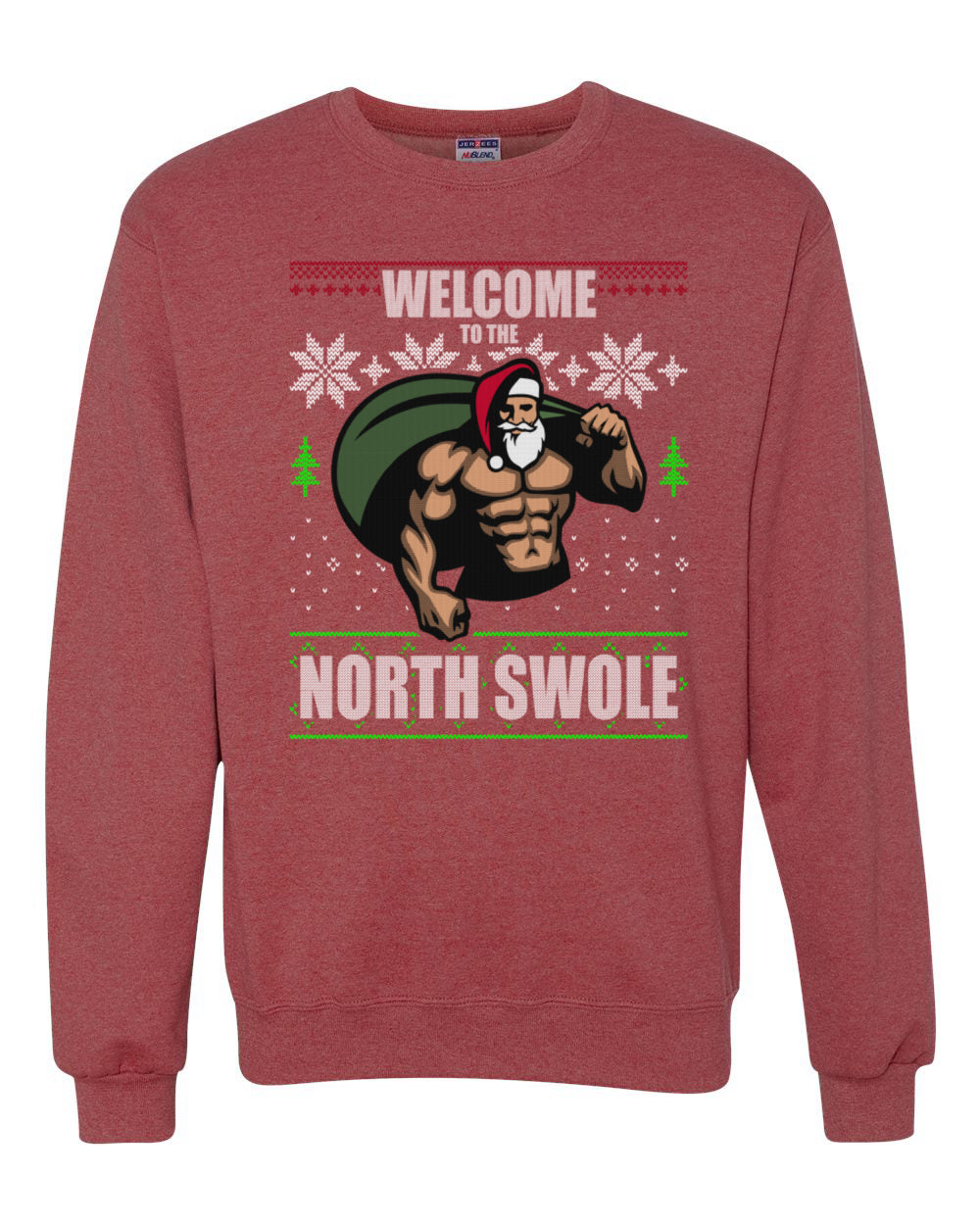 Funny Santa Gym Lifting Welcome to The North Swole Christmas Unisex Crewneck Graphic Sweatshirt