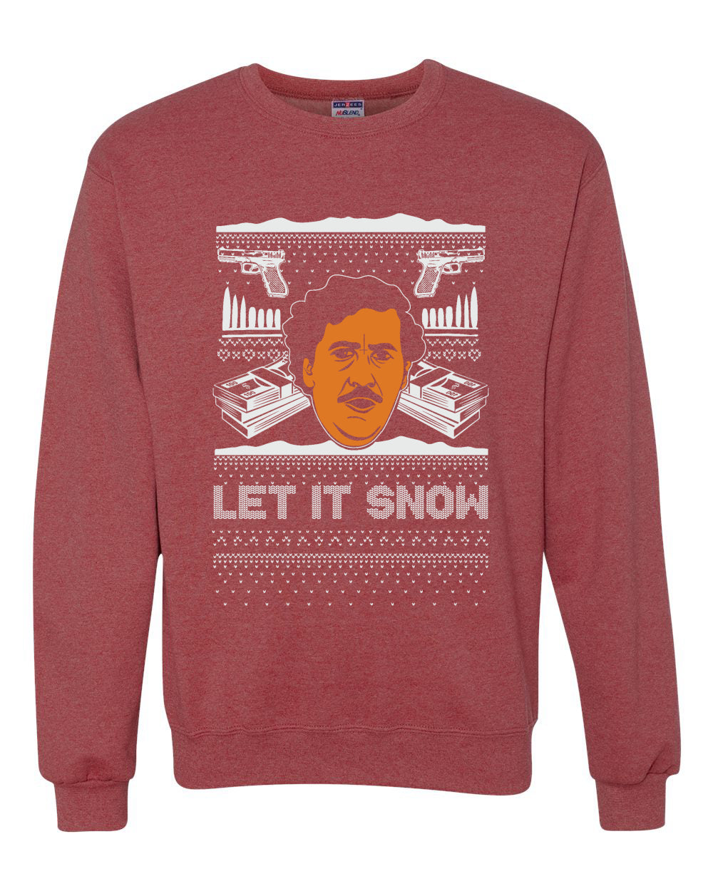 Let It Snow Funny Pablo Escobar Narcos Cocaine Drugs Xmas Christmas Unisex Crewneck Graphic Sweatshirt