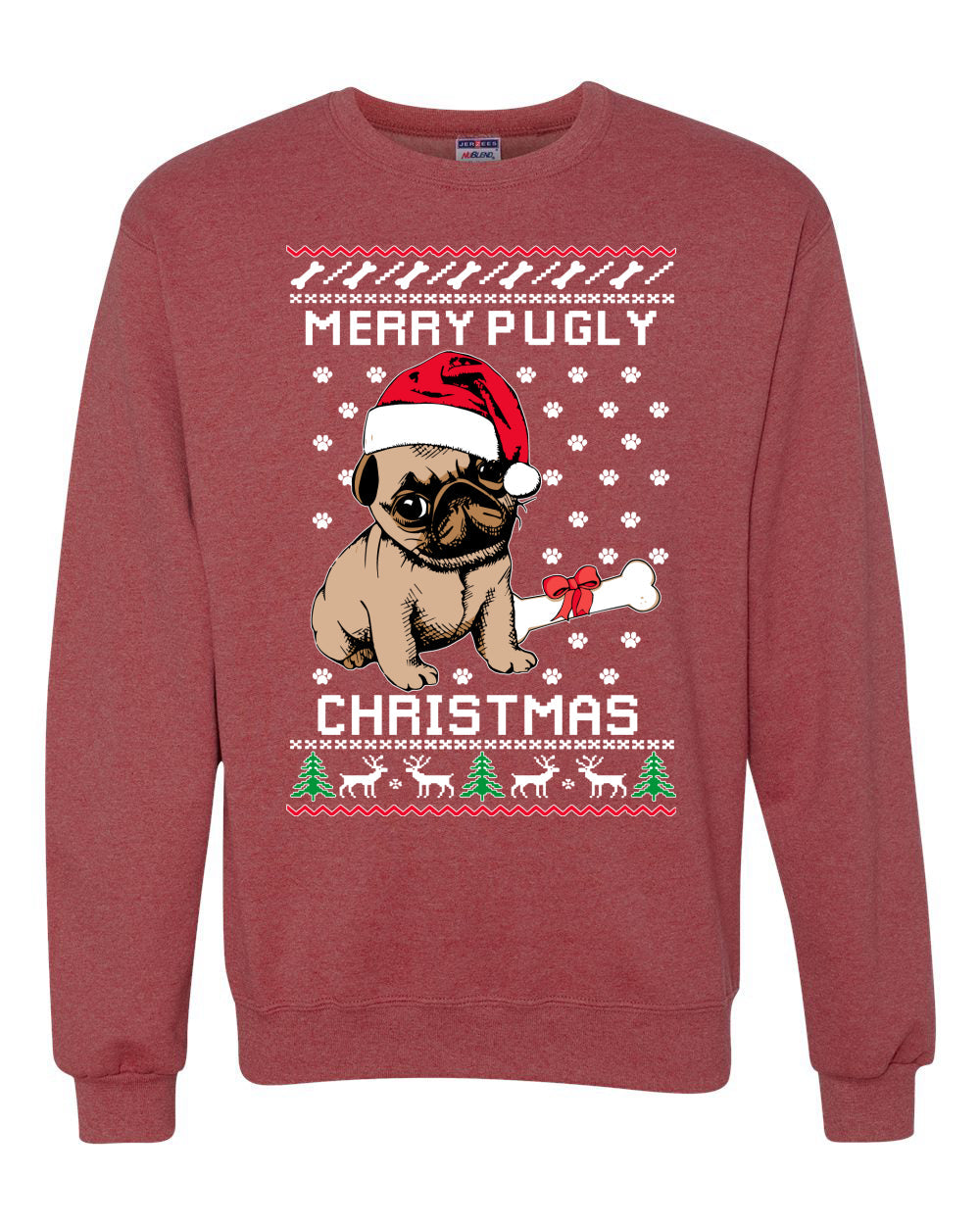 Merry Pugly Christmas Christmas Unisex Crewneck Graphic Sweatshirt