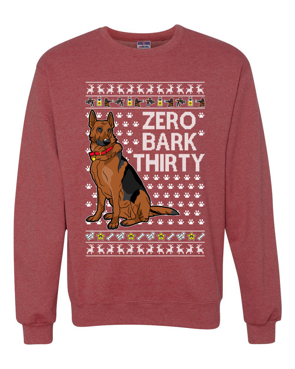 Zero Bark Thirty Funny Dog Xmas Ugly Christmas Unisex Crewneck Graphic Sweatshirt