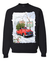 Winter Merry Christmas Trees Festive Red Truck Merry Christmas Unisex Crewneck Graphic Sweatshirt
