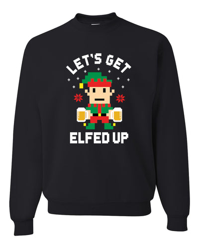 Pixelated Elf Merry Christmas Unisex Crewneck Graphic Sweatshirt