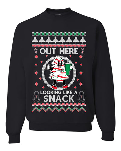 Out Here Looking Like A Snack Cookie Ugly Christmas Sweater Unisex Crewneck Sweatshirt