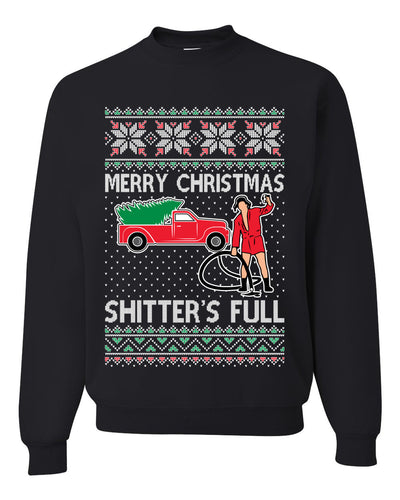 Cousin Eddie Merry Christmas Shitter's Full Ugly Christmas Sweater Unisex Crewneck Sweatshirt