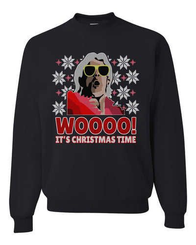 Woooo! It's Christmas Time Ugly Christmas Sweater Unisex Crewneck Sweatshirt