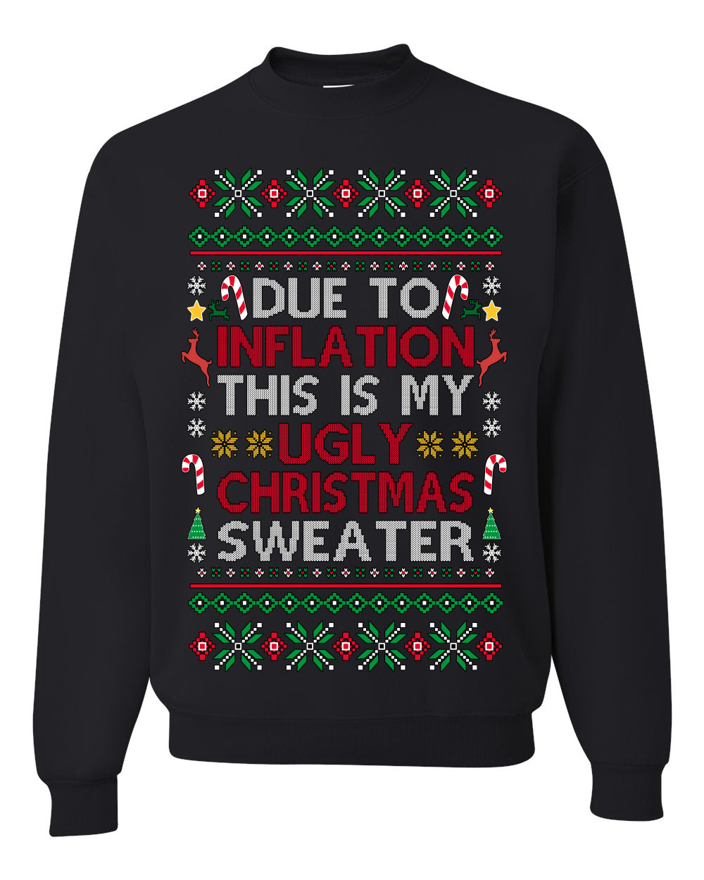 Due to Inflation This is My Ugly Christmas Sweater | Funny Ugly Christmas Sweater Crewneck Sweatshirt