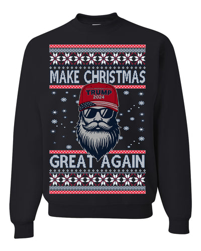 Make Christmas Great Again Trump Santa Claus 2024 MAGA,  Donald Trump JD Vance GOP Republican Ugly Christmas Sweater Crewneck Sweatshirt