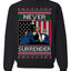 Never Surrender Pro Donald Trump Fight Fist Pump 2024 Ugly Christmas Sweater Crewneck Sweatshirt