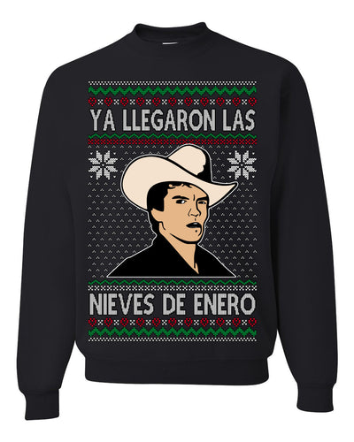 Ya Llegaron Las Nieves De Enero Chalino January Snow Ugly Christmas Sweater Crewneck Sweatshirt