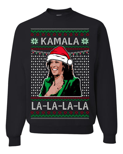 Kamala La La Funny Santa Hat Classic Xmas Song Carol Ugly Christmas Sweater Crewneck Sweatshirt