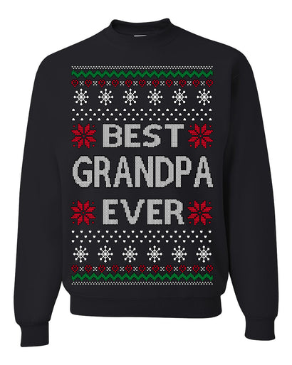Best Grandpa Ever Classic Winter Holidays Ugly Christmas Sweater Crewneck Sweatshirt