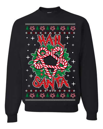 Hail Santa Funny Satanic Candy Devil Heavy Metal Satan Ugly Christmas Sweater Crewneck Sweatshirt