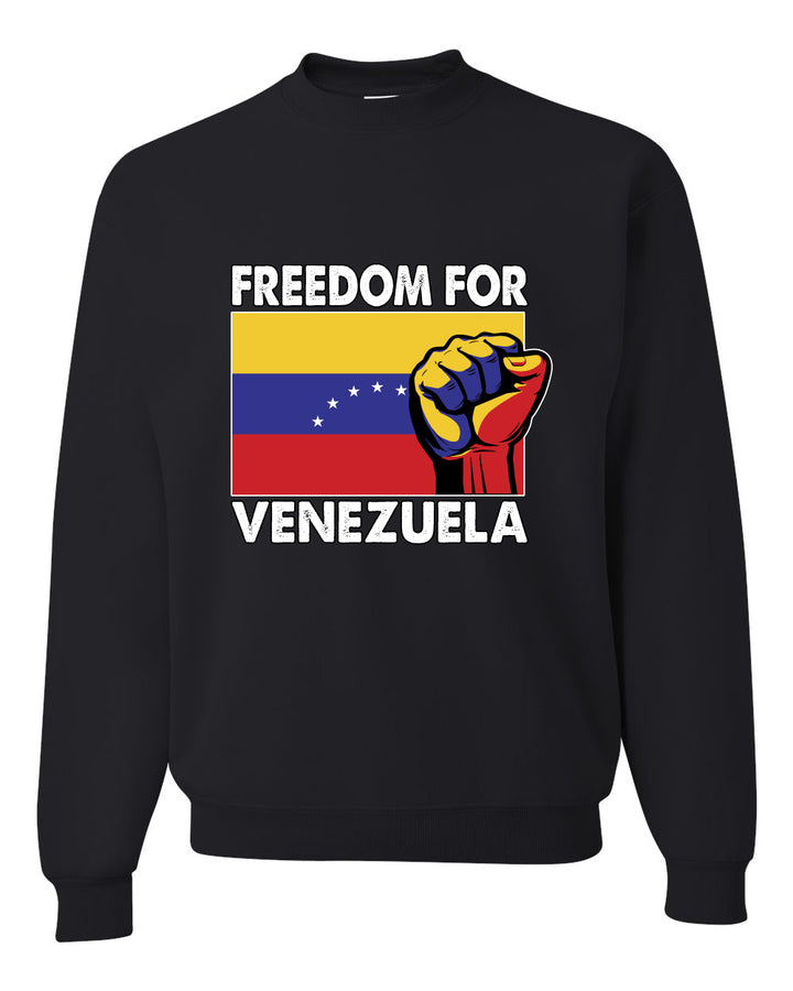 Freedom For Venezuelan Raised Fist Sweater, Unisex Crewneck Sweatshirts