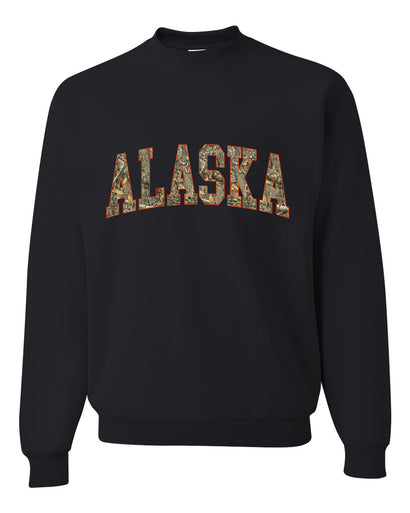 Alaska  Camo Fill Orange Outline Sweater, Unisex Crewneck Sweatshirts