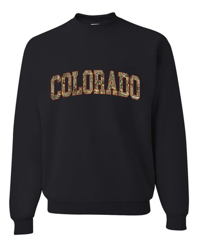 Colorado  Camo Fill Orange Outline Sweater, Unisex Crewneck Sweatshirts