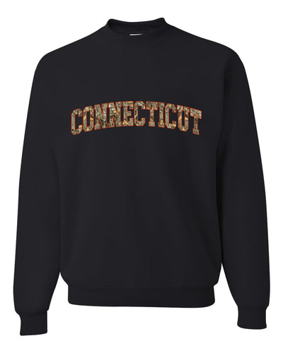 Connecticut  Camo Fill Orange Outline Sweater, Unisex Crewneck Sweatshirts