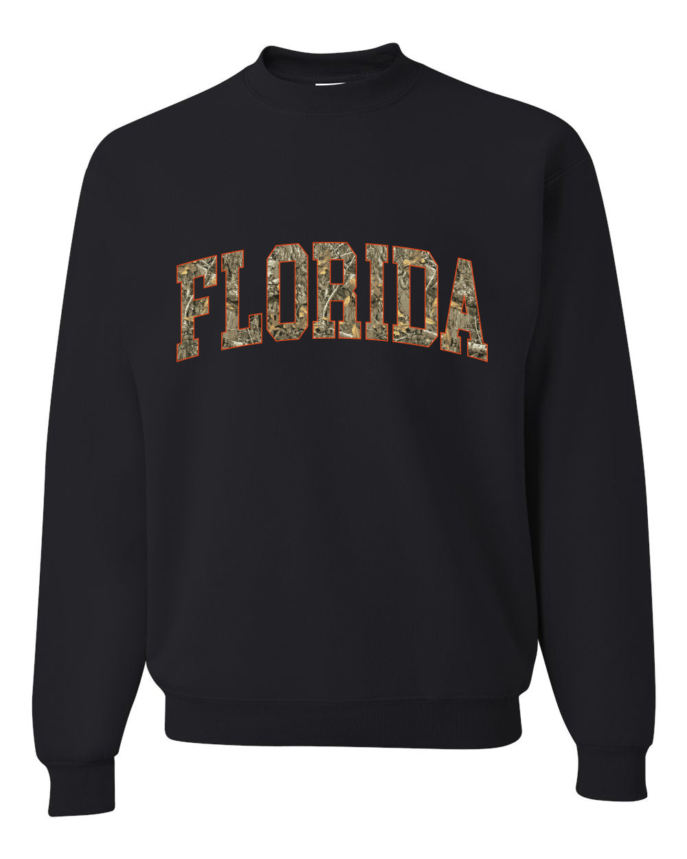 Florida  Camo Fill Orange Outline Sweater, Unisex Crewneck Sweatshirts