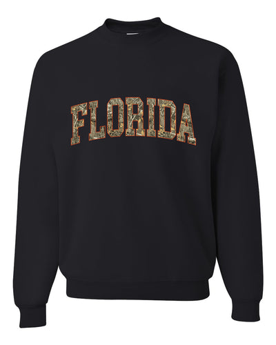 Florida  Camo Fill Orange Outline Sweater, Unisex Crewneck Sweatshirts