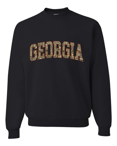 Georgia  Camo Fill Orange Outline Sweater, Unisex Crewneck Sweatshirts