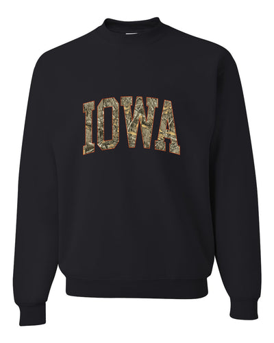 Iowa  Camo Fill Orange Outline Sweater, Unisex Crewneck Sweatshirts