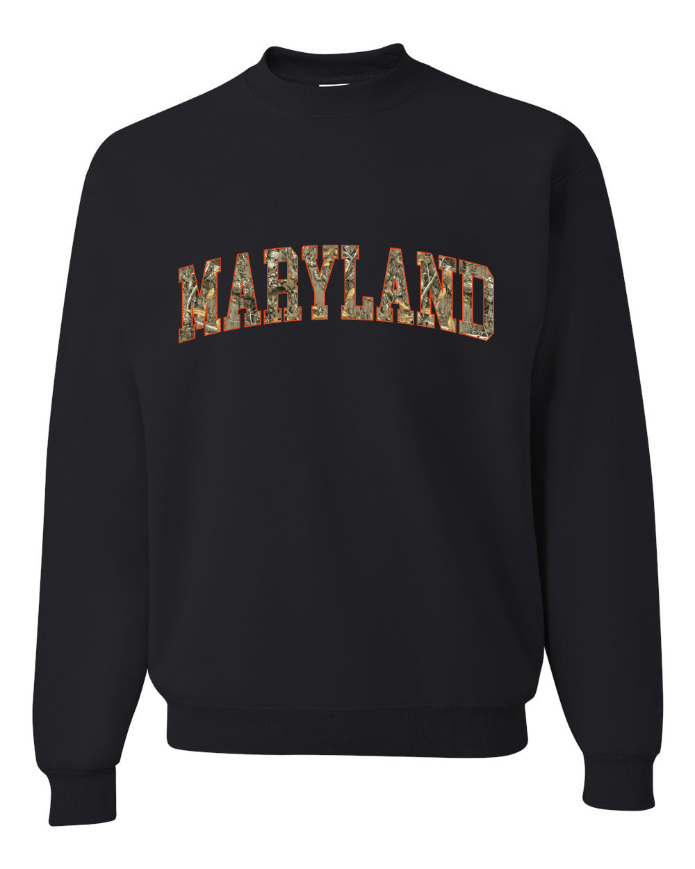 Maryland  Camo Fill Orange Outline Sweater, Unisex Crewneck Sweatshirts