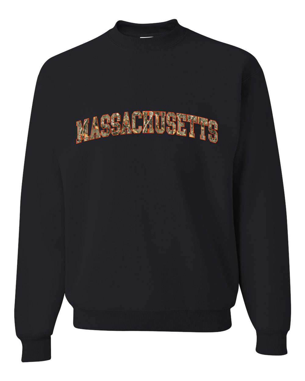 Massachusetts  Camo Fill Orange Outline Sweater, Unisex Crewneck Sweatshirts