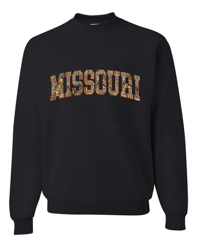 Missouri Camo Fill Orange Outline Sweater, Unisex Crewneck Sweatshirts
