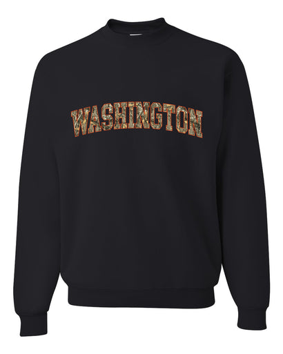 Washington  Camo Fill Orange Outline Sweater, Unisex Crewneck Sweatshirts