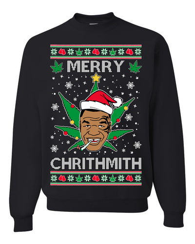 Merry Chrithmith Weed Pot Leaf Join Stoner Ugly Christmas Sweater Unisex Crewneck Sweatshirt