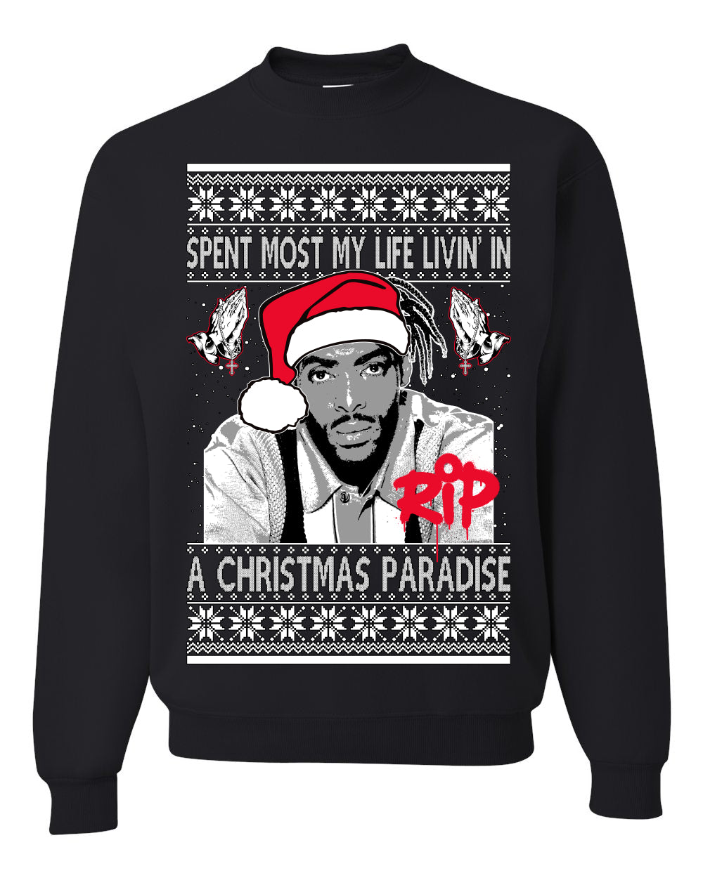 Cool Paradise Rapper Gangsta Paradise RIP Ugly Christmas Sweater Unisex Crewneck Sweatshirt