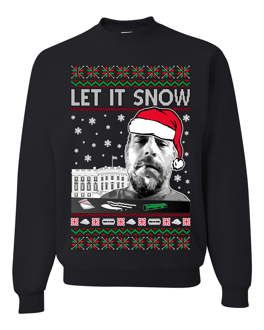 Hunter Let It Snow Biden Ugly Christmas Sweater Unisex Crewneck Sweatshirt