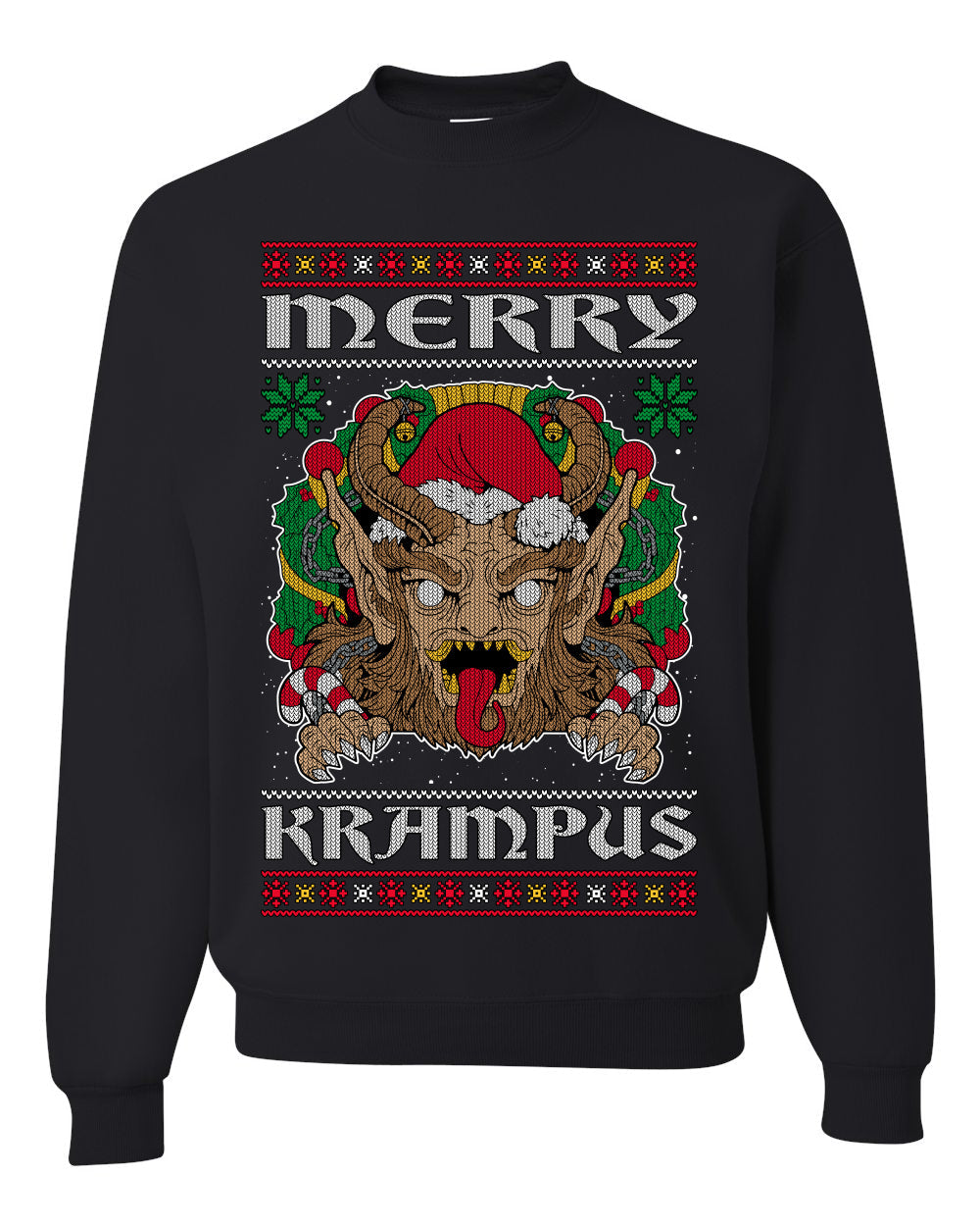 Merry Krampus Santa Folklore Figure Horror Ugly Christmas Sweater Unisex Crewneck Sweatshirt