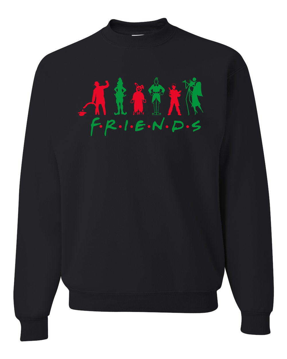 Iconic Holiday Movie Characters Friends Parody Red Green Ugly Christmas Sweater Unisex Crewneck Sweatshirt