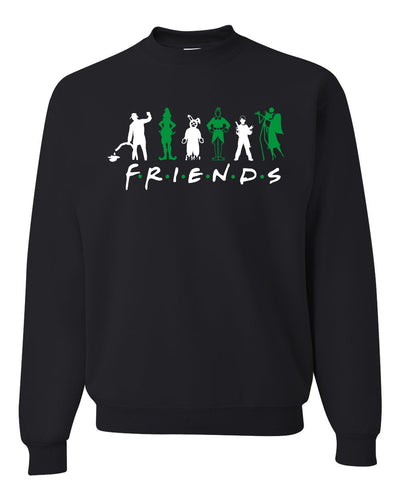 Iconic Holiday Movie Characters Friends Parody Green White Ugly Christmas Sweater Unisex Crewneck Sweatshirt