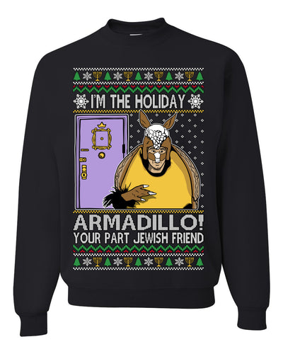 Holiday Armadillo Part Jewish TV Show Ugly Christmas Sweater Crewneck Sweatshirt