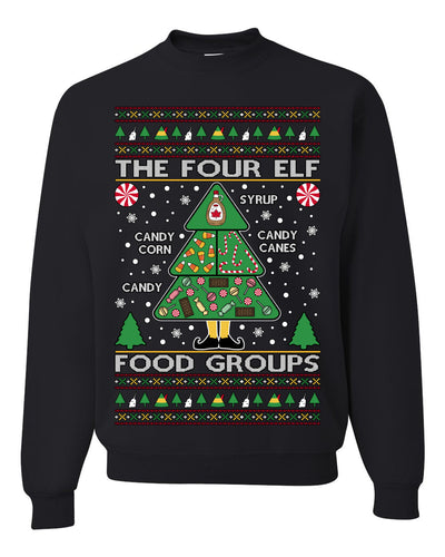 The Four Elf Food Groups Candy Canes Syrup Funny Ugly Christmas Sweater