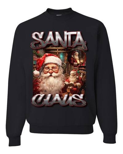 Santa Claus Bootleg Rap Music Style Ugly Christmas Sweater Crewneck Sweatshirt