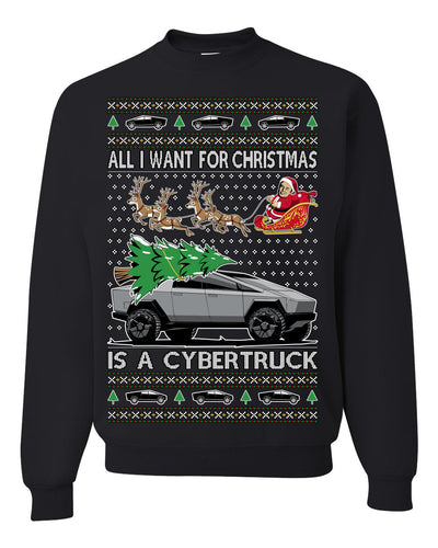 All I Want for Christmas is a Cybertruck Funny Tech Ugly Christmas Sweater