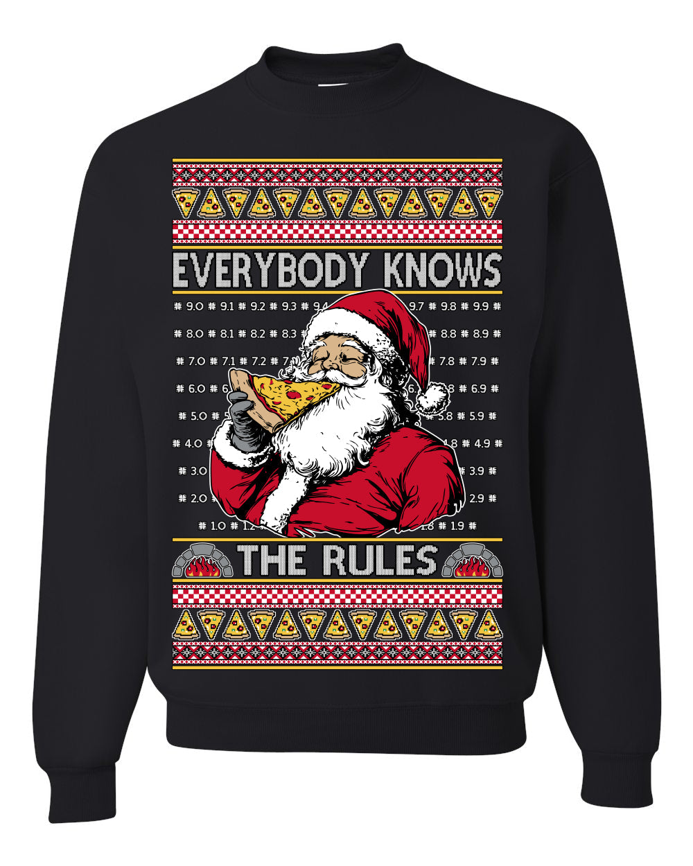 Everybody Knows the Rules Funny Santa Claus Pizza Score Ugly Christmas Sweater