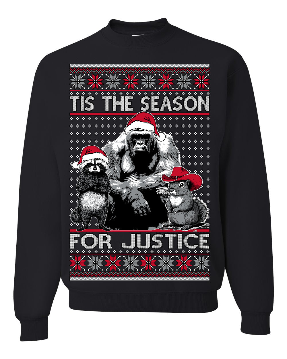 Tis the Season For Justice Harambe Peanut Fred Raccoon Ugly Christmas Sweater