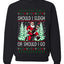 Should I Sleigh Or Should I Go, 80s Rock n' Roll Song, Electric Guitar, Ugly Christmas Unisex Sweater, Crewneck Sweatshirts