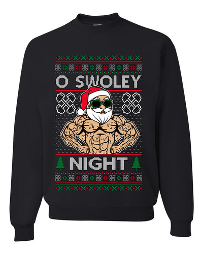 O Swoley Night, Exercise and Fitness Enthusiast, Ugly Christmas Unisex Sweater, Crewneck Sweatshirts
