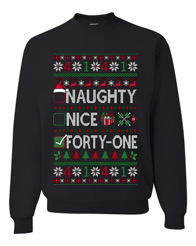 Naughty Nice 41, Ugly Christmas Unisex Sweater List, Extra Festive, Crewneck Sweatshirts