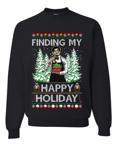 Finding My Happy Holiday, Unisex Ugly Christmas Sweater, Crewneck Sweatshirts