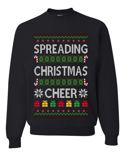 Spreading Christmas Cheer, Unisex Ugly Christmas Sweater Crewneck Sweatshirts